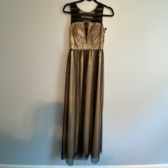 Hailey Logan Cream & Black Lace Gown - Picture 2 of 10